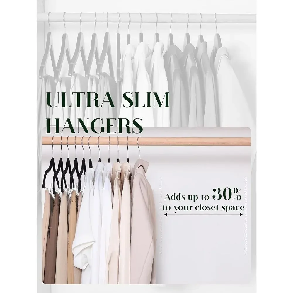 36 Pack Velvet Pants Hangers, Skirt Hangers with Clips, Adjustable, 360 Swivel